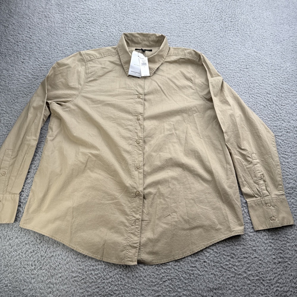 Banana Republic Shirt Mens Large Button Down Maverick Tan Classic Long Sleeve